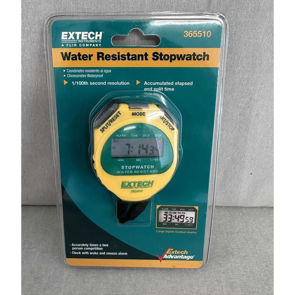 Extech 365510 Digital Stopwatch-Water Resistant- Large LCD display